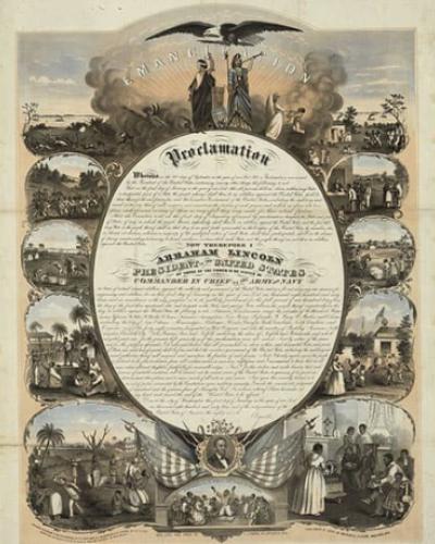 Emancipation Proclamation / del., lith. and print. by L. Lipman, ca. 1864, Library of Congress