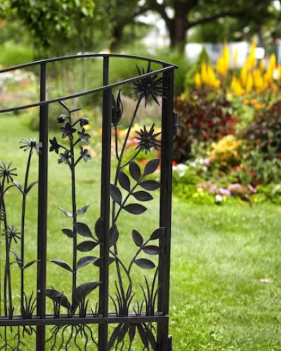 Minns Garden and gate in summer